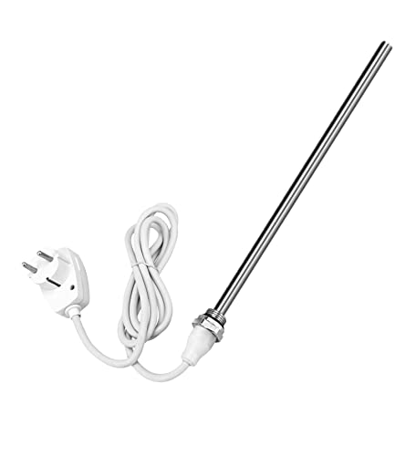 EMKE Barra riscaldante per termosifoni da bagno 1200 W, barra riscaldante in acciaio inox per radiatori, scaldasalviette elettrico, elemento riscaldante con spina e interruttore, colore bianco