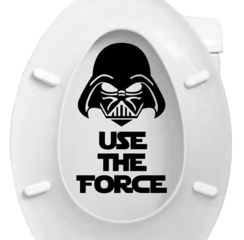 Adesivo per copriwater interno – Use The Force – Darth Vader – pellicola di trasferimento impermeabile in vinile adesivo come decorazione e regalo divertente 15 x 25 cm in nero