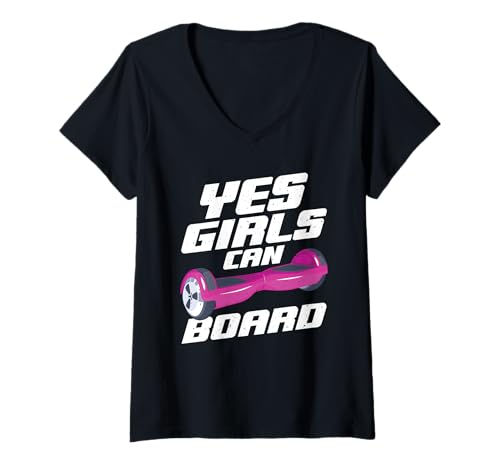 Donna Hoverboard Ragazze Hoverboard Amante Hoverboard Scooter Maglietta con Collo a V