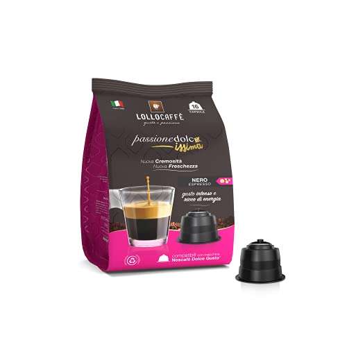 Lollo Caffè Passione Dolcissima Miscela Nera - 192 capsule (12 confezioni da 16) - Compatibili con le Macchine Nescafè* Dolce Gusto*