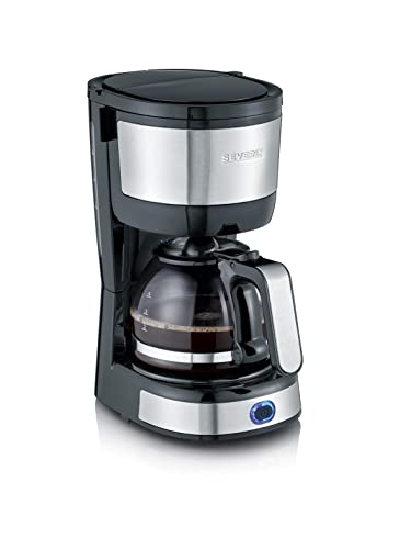 Severin KA 4808, macchina caff&egrave; americano usabile anche per preparare tisane e the, filtro permanente lavabile, piastra riscaldante, fino a 0,5 litri, presa Schuko, design compatto, acciaio inox/nero