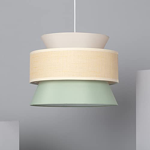 LEDKIA LIGHTING - Lampada a Sospensione Chulu | Design Elegante e Classico | Compatibile con Lampadina LED E27 | Per Interni IP20 | Uso Versatile in Casa e Ufficio, Verde, Tessuto