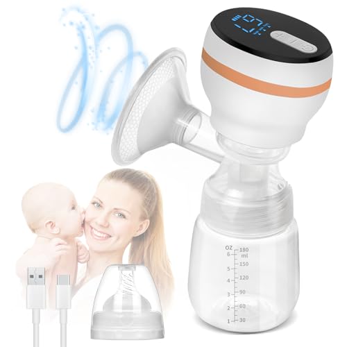 Unipampa Tiralatte Elettrico, Tiralatte a Motore Singolo, 4 Modalità e 9 Livelli Con Display a LCD, Tira Latte Neonati Indolore Portatile, Grande Capacità Di 180 ml, USB Ricaricabile