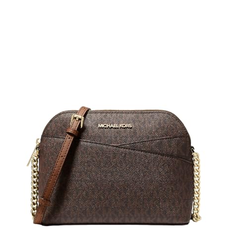 Michael Kors - Jet Set, borsa a tracolla in pelle di medie dimensioni, Marrone, Medium