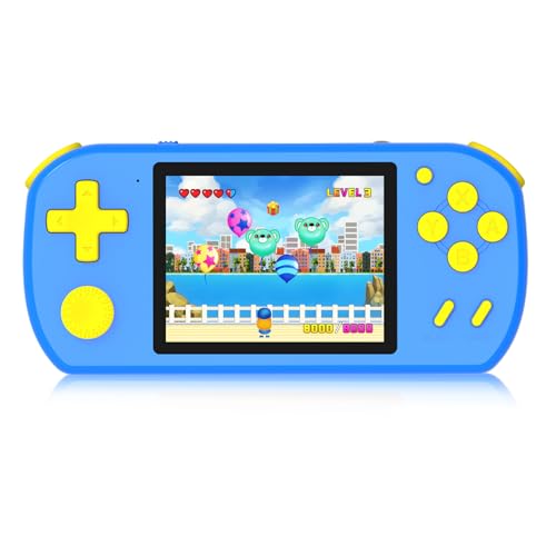 Aojiao Console Giochi Portatili per Bambini con 218 Videogiochi Retrò, Giocattoli da Viaggio per 4-13 con Batteria Ricaricabile e 3,0" Schermo LCD, Giochi Regalo per Bambini e Bambine (Blu)