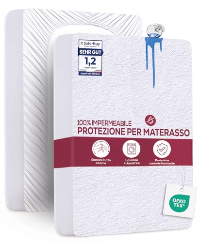Utopia Bedding Coprimaterasso Matrimoniale Impermeabile 160 x 190 x 30 cm, Certificato OEKO-TEX, Proteggi Materasso, Traspirante, Lavabile, Stile Montato Tutto Intorno Elastico