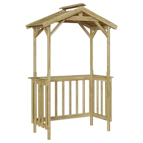vidaXL Gazebo Esagonale Rustico Marrone Chiaro per Esterni | Struttura per Ombra in Legno Trattato | Spazioso, ospita Fino a 4 Persone | Perfetto per abbellire Il Giardino e per attività di Svago.