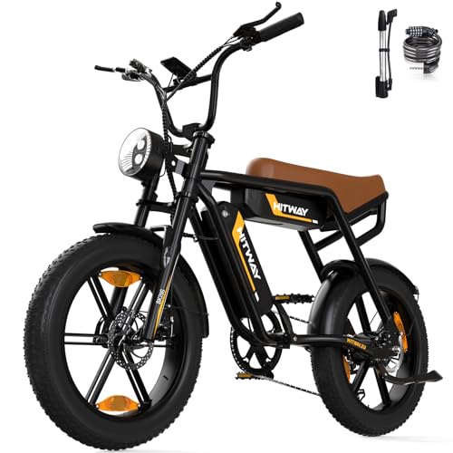 HITWAY Bicicletta Elettrica 20”4.0 Fat Tire Bici Elettrica E-bike,Li-Batteria 48V15Ah/2 * 13Ah,Max velocità 25km/h,Fino a 45-150km,Pedalata Assistita,Donna Uomo