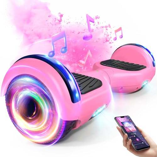 SISIGAD Hoverboard, Self Balancing Electric Gyropod 6.5 Inch Hoverboard Hover Scooter Board with Bluetooth Music, LED Lights for Kids