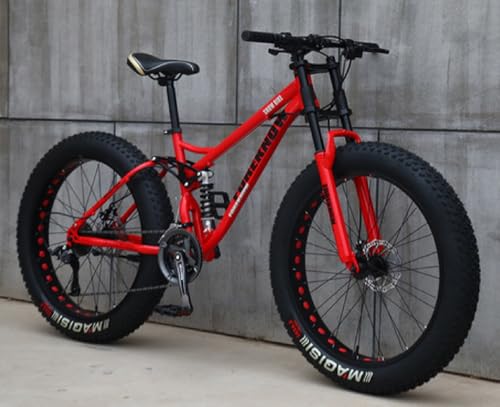 Kcolic Mountain Bike 24/26" Bici Per Adulti Fat Tire Bike 21 Velocità Telaio Acciaio Carbonio Doppia Sospensione Completa Doppio Freno Disco C,26inch