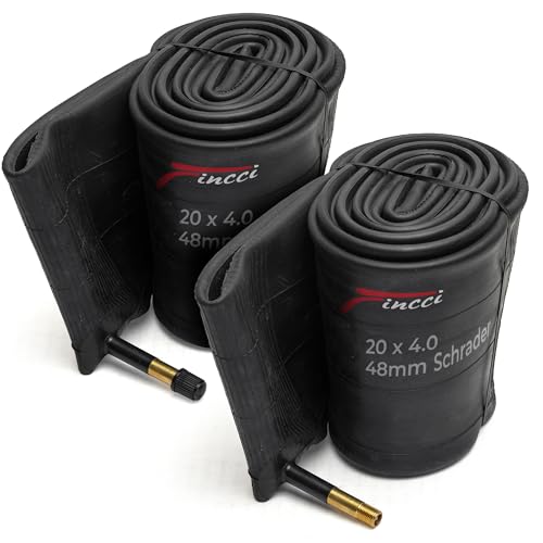 Fincci Fat Bike Camera dAria 20 x 4.0 Pollici - Coppia Bici Cameras d Aria 100-406 con 48mm Schrader Valvola per Fat & Mountain & Pieghevole Elettrica Bicicletta, City bike - Confezione da 2 accessori