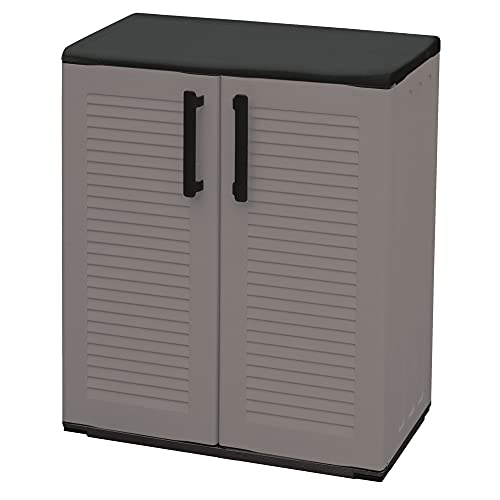 Art Plast E71/B Armadio basso da esterno, economico, 68 x 37 x 84 cm, grigio/nero