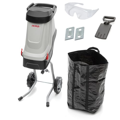 IKRA biotrituratore elettrica IMH 2800, incl. sacco di raccolta da 45 l, 2800 W, incl. 2x lame reversibili di ricambio & occhiali di sicurezza