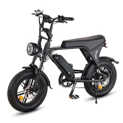VOMO Bici Elettrica 16" x 4.0" Fat Tire con Motore 250W, 7 Velocità Bicicletta Elettrica, Freni a Disco Meccanici Anteriori e Posteriori, E-Bike per Adulti, Batteria Rimovibile 36V 10.4Ah (Nero)