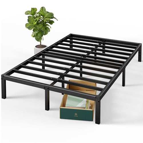 Zinus Elias Letto 160x190 cm - Struttura Letto 36 cm di Altezza con contenitore sotto il letto - Struttura letto a piattaforma in metallo - Nero