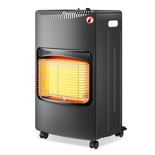Wiltec Stufa a gas infrarossi 4,2K W, pieghevole, con rotelle, 3 livelli di potenza, con ODS