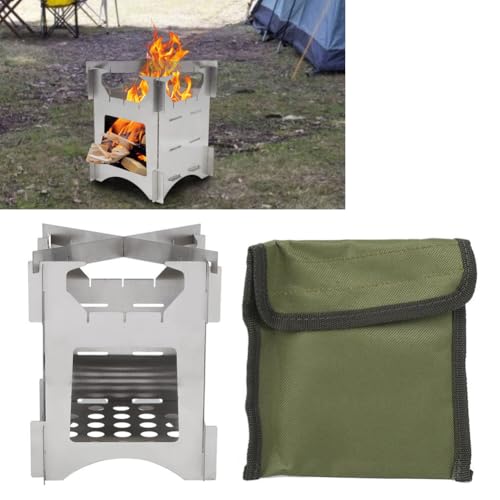 Portatile Stufa A Legna da Campeggio, Mini Stufa A Legna Staccabile Pieghevole 10 * 10cm Stufa A Legna In Acciaio Inossidabile Con Borsa per Il Trasporto, per Viaggi All'Aperto, Escursioni E Picnic