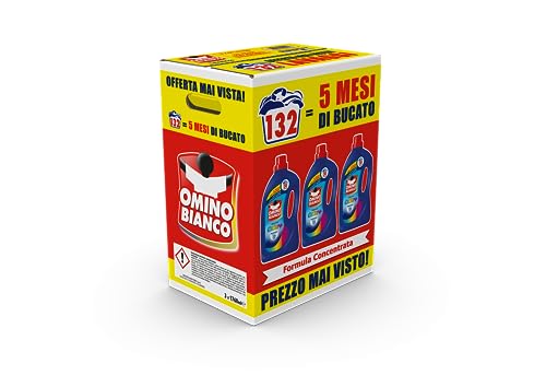 Omino Bianco - Detersivo Lavatrice Liquido Color+, 132 Lavaggi, Specifico per Capi Colorati, Tecnologia Salva i Colori e Cattura il Grigiore, 1760 ml x 3 Confezioni