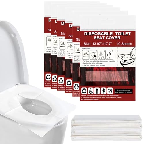 60 Pezzi Copriwater Usa e Getta Igienici Monouso per Adulti e Bambini,Copri Water da Viaggio Biodegradabili,Coprisedile WC tascabile,Coprigabinetto Igiene Coprivaso Tavoletta