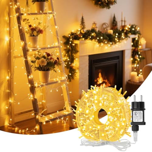 Hoteril Luci Natale Esterno, 33M 300 LEDs Luci Albero di Natale Impermeabile, Lucine da Esterno Giardino per Adatto a Giardino, Feste, Natale, Natalizie Albero, Nozze (Bianco caldo)