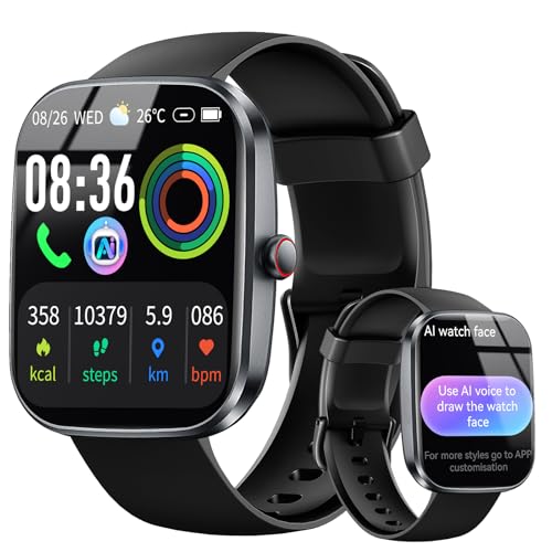Uaue AI Smartwatch Uomo Donna, 2025 Nuova Fitness Tracker Orologio con Voce AI/Quadrante AI, Chiamate Bluetooth/Cardiofrequenzimetro/Contapassi/Sonno/115+ Sportive, 1.91" Smart Watch Impermeabile IP68