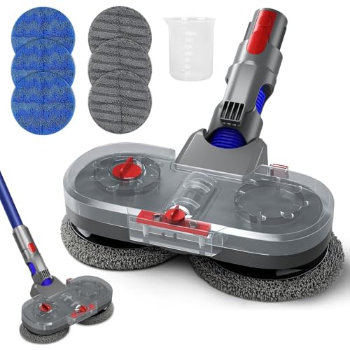 Testa di Mocio Elettrico per Dyson V7/ V8/ V10/ V11/ V15 Aspirapolvere, Pavimento Elettrico con Serbatoio dell'acqua Rimovibile e 6 Pezzi di Asciugamano