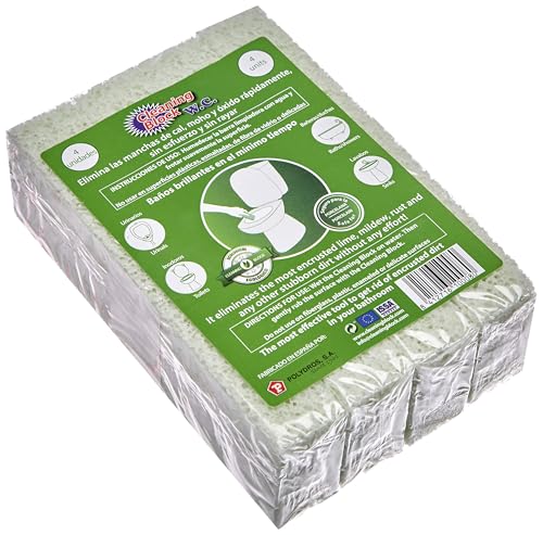Cleaning Block WC 10008Ei - Confezione da 4 stick per rimuovere macchie di calcare, incrostazioni e altra sporcizia incrostata su water, lavandini, vasche da bagno e altre superfici del bagno