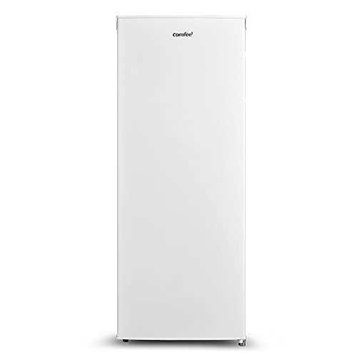 COMFEE' RCU160WH2(E) 160L Congelatore monoporta verticale e 5 Cassetti, 4 Stelle, -24° Gradi, Controllo Della Temperatura, Compressore GMCC di Alta Qualità, Cerniere Della Porta Sostituibili, Bianco