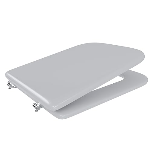 Copriwater Sedile WC In Legno MDF Bianco Tavoletta Universale Rapido Montaggio Adatta Per Tutti i WC Standard Portata Massima 150 Kg Facile Da Pulire Cerniere In Ottone 44 × 36 Cm