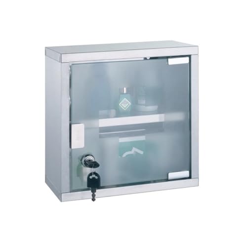 MSV Armadietto farmaceutico con chiave in acciaio e vetro in acciaio inossidabile