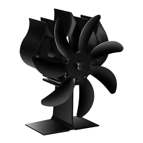 Fwiull Ventilatore per Stufa a Legna, 7 Foglie Ventola da Caminod Alimentato Calore, Ventilatore per Camino con Termometro, Ecologico Silenzioso Senza Elettricità, Ventola Stufa per Gas/Pellet/Legna