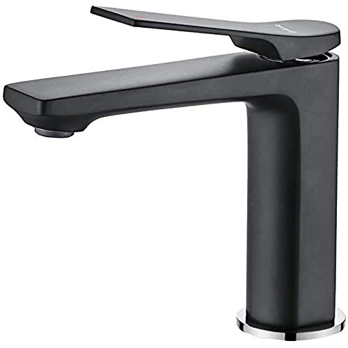Ibergrif M11004B Praga, Miscelatore Lavabo, Rubinetto Monocomando per Bagno, Nero