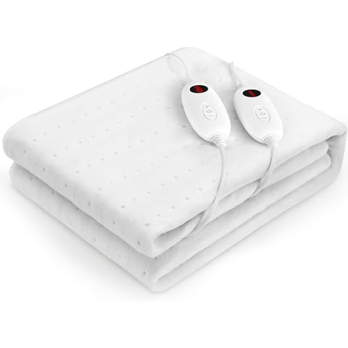 TLGREEN Scaldaletto Matrimoniale 100W, 187x139 cm Sottocoperta Riscaldato Elettricha, Lavabile in Lavatrice, Con 6 Temperature, Spegnimento Automatic, Termocoperta, Coperte Da Letto Elettriche