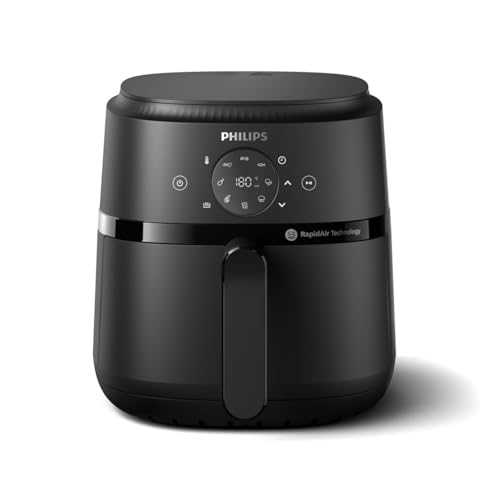PHILIPS Airfryer Serie 2000 4.2L - 1500W, Tecnologia RapidAir, Touchscreen digitale, 13 Opzioni di Cottura, 9 Funzioni preimpostate, fino al 90% di Grassi in meno, Nero (NA229/00)
