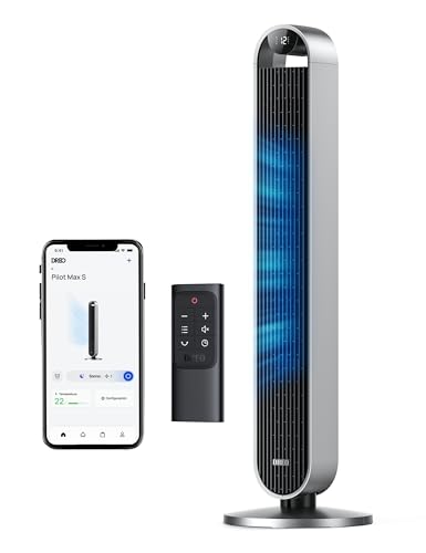 Dreo 25dB Ventilatore a Torre con Telecomando, 12 Velocità 4 Modalità di Ventilazione Con Timer 12 ore, oscillante a 120°, ventilatore di raffreddamento silenzioso con velocità di 7,9 m/s, Potenza 36W
