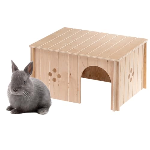 Ferplast Casetta per Conigli, Accessorio Gabbia per Conigli, con Tetto Piano e Fori di Aerazione, in Kit di Montaggio, 37 x 27,7 x h 20 cm, SIN 4647 Casa Casetta Legno Coniglio