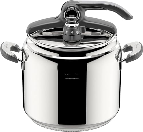 Lagostina Novia Vitamin Lagoeasy'UP Pentola a Pressione 9 L in Acciaio Inox 18/10 Ø 24 cm, Pentola Induzione e Gas, Coperchio con Apertura Facilitata, Inclusi Cestello, Ecodose e Ricettario