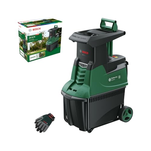 Bosch Biotrituratore a turbina AXT 25 TC (2500 W;idoneo per legno e residui resistenti;con guanti da giardinaggio inclusi;cesto di raccolta integrato da 53 l;in confezione di cartone) – Amazon Edition