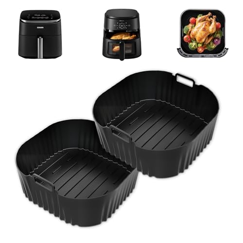 2 Pezzi Teglie Silicone per Friggitrice ad Aria, 23cm Contenitori Friggitrice ad Aria Accessori per Cosori 5,5L/6L/6,2L, Philips 2000 NA230 6,2L, Russell Hobbs 8L, Moulinex 5L/6,5L/7L