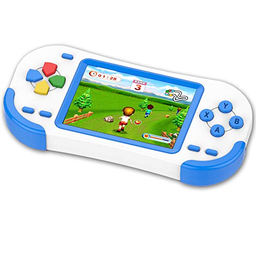ZHISHAN Console di Gioco Portatile per Bambini con 220 Videogiochi Classici Integrati 3.0" LCD Schermo Sistema di Gioco Elettronico Ricaricabile per Adulto Compleanno e Regalo di Natale-Blu