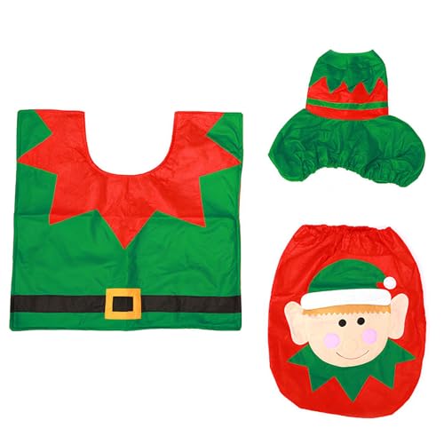 Set Toilette Natalizia, Natale Coprivaso Set, Natalizie per WC, Natale Copriwater, Natale Toilette Copriwater Decorazioni, Decorazione Natalizia per Il Bagno, per Casa, Ufficio, Hotel, Ristorante