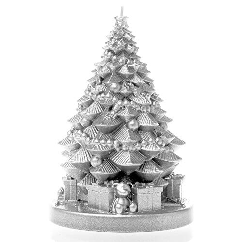 Candellana Candela fatta a mano | Albero di Natale classico oro con regali | Stoppino di cotone tempo di combustione 35h | Forma geometrica bassa poli decorazione interna