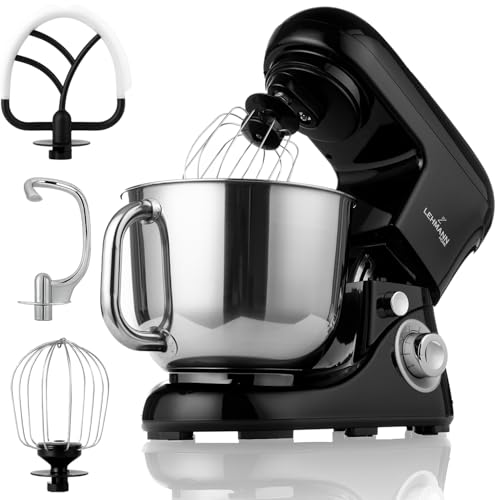 Lehmann Impastatrice Planetaria, 2200 W, Robot da Cucina Multifunzione Planetaria 5 Litri con Ciotola in Acciao Inossidabile, 6 Velocità, Pulse, 3 Ganci di Miscelazione