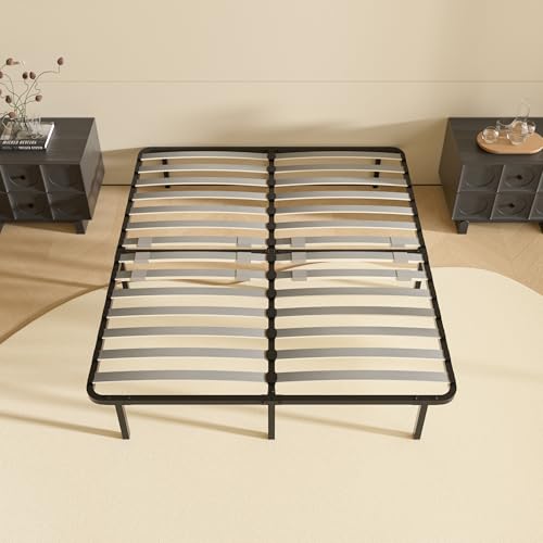 DEWINNER Rete Matrimoniale 160x190 cm, Altezza 35cm, Ortopedica con 9 Piedi,Letto Ferro Battuto con Rete a Doghe Matrimoniale regolatori di rigidità con Doppie doghe centrali