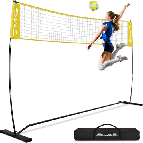BAGAIL Rete da Pallavolo, Rete da Pallavolo Portatile da Giardino 12ft/20ft - Regolabile in Altezza, Telaio Resistente, Design Indipendente - Set da Pallavolo Portatile per Esterni e Interni