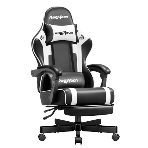 Riftracer Sedia da Gaming Ergonomica Chair- Poltrona Gaming con Poggiapiedi Poggiatesta e Supporto Lombare Altezza Regolabile 90-135° Sedie Game Capacità di Carico 150 kg Nero