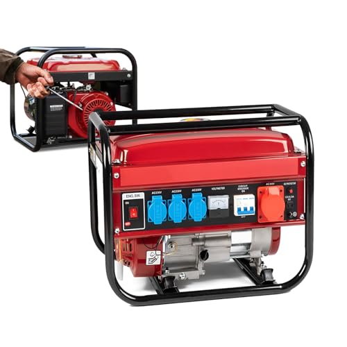 Avilia - Generatore di Corrente Portatile a Benzina 2000W con Motore 4 Tempi 196cc, Serbatoio 15 Litri, Basso Livello di Rumorosità e Design Compatto per Campeggio, Cantiere e Backup Domestico