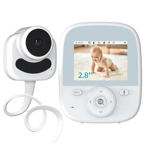 VIZOLINK 2.8” Baby Monitor, 4000mAh Batteria Baby Monitor Video Con Fotocamera, Visione Notturna, Audio Bidirezionale, VOX, 3XZoom, Sensore di Temperatura, Ninne Nanne, Portata 300M, Nessun WiFi APP