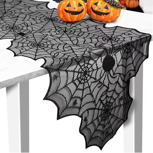 DITK-U Decorazione da tavolo per Halloween, ragnatela, tovaglia in tessuto, set di decorazioni per feste di Halloween, cene, forniture per feste (180 x 45 cm)