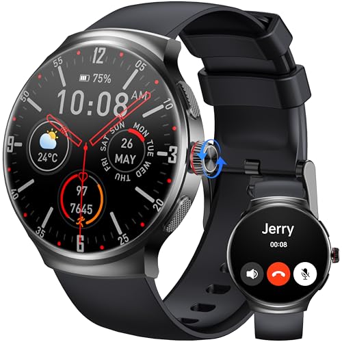 OUKITEL Smartwatch Uomo Donna, 1.43" AMOLED Orologio Intelligente Watches con Effettua Risposta Chiamate Bluetooth,100+ Sportive Fitness Bussola Contapassi Sonno Monitor IP68 Impermeabile,Android iOS